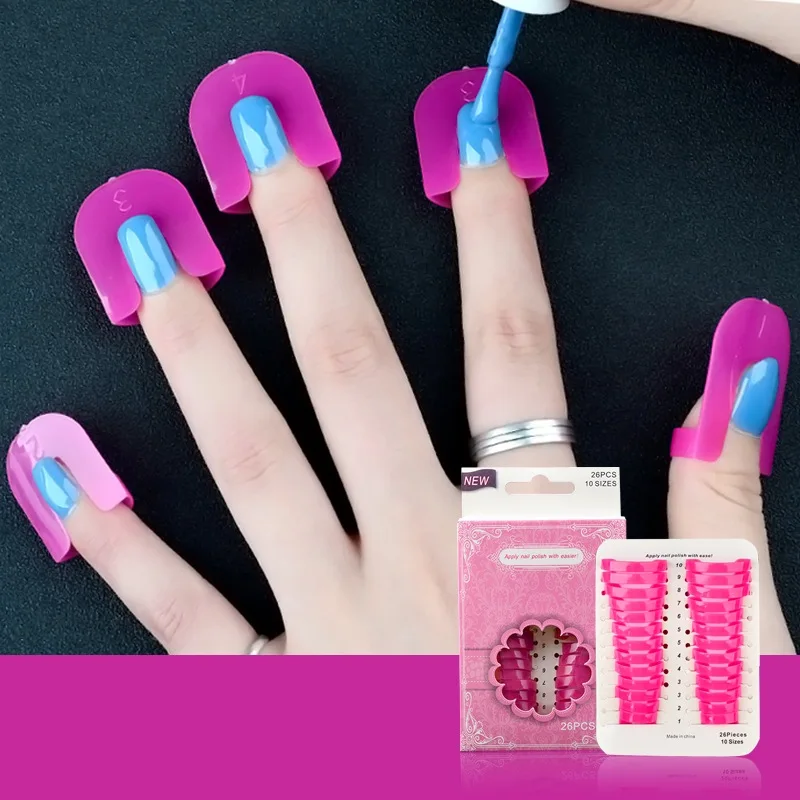 

26pcs/set Nail Model 10 Sizes Spill Proof Manicure Nail Gel Polish Glue Cover Shield Protector Stencil Tools Anti-overfill Clip