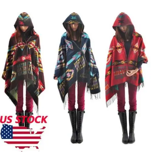 

2019 Winter Warm Women's Coats Cape Fashion Button Up Shawl Poncho Blanket Scarf Wrap