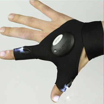 

1Pair Fishing Gloves Running Gloves LED Lighting Fingerless Sport Gloves Fitness Gloves For Camping Fishing Car Black 12x6x2cm