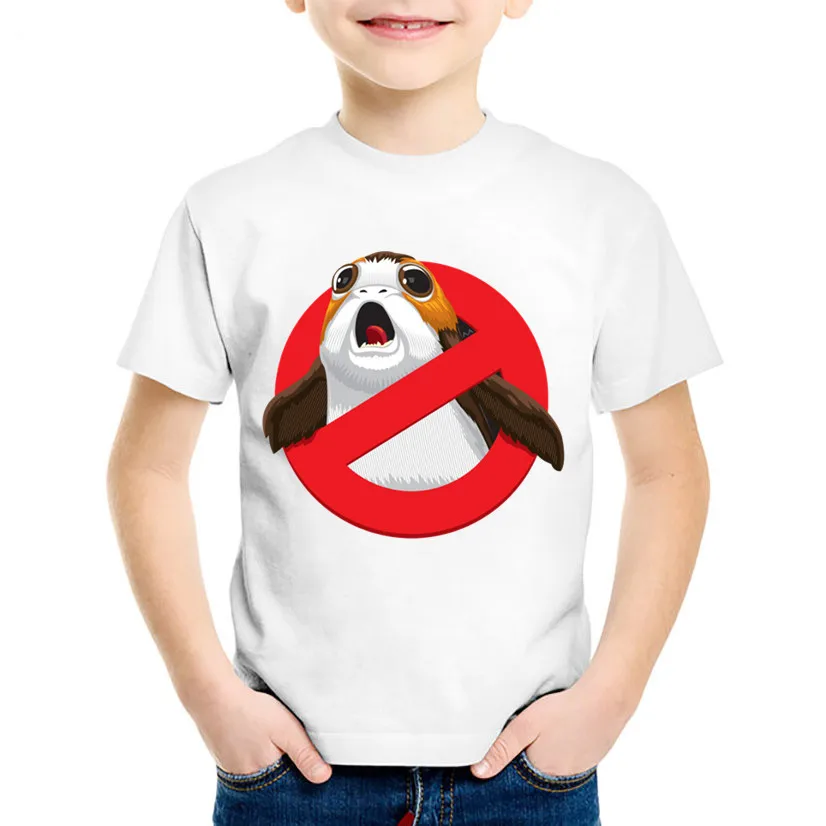 crianças estrelas de guerra imprimir bolso porg engraçado crianças verão manga curta camisetas topos bebê bonito roupas para