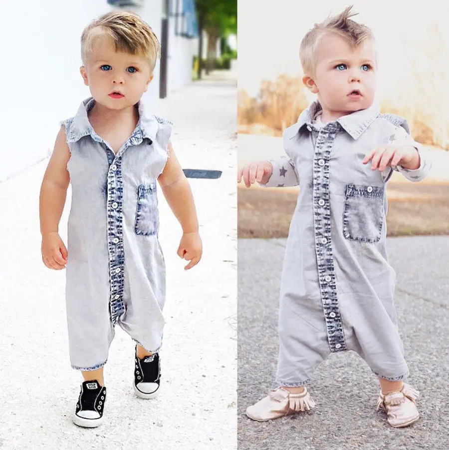 Детский джинсовый комбинезон без рукавов в винтажном стиле|jumpsuit toddler|sleeveless
