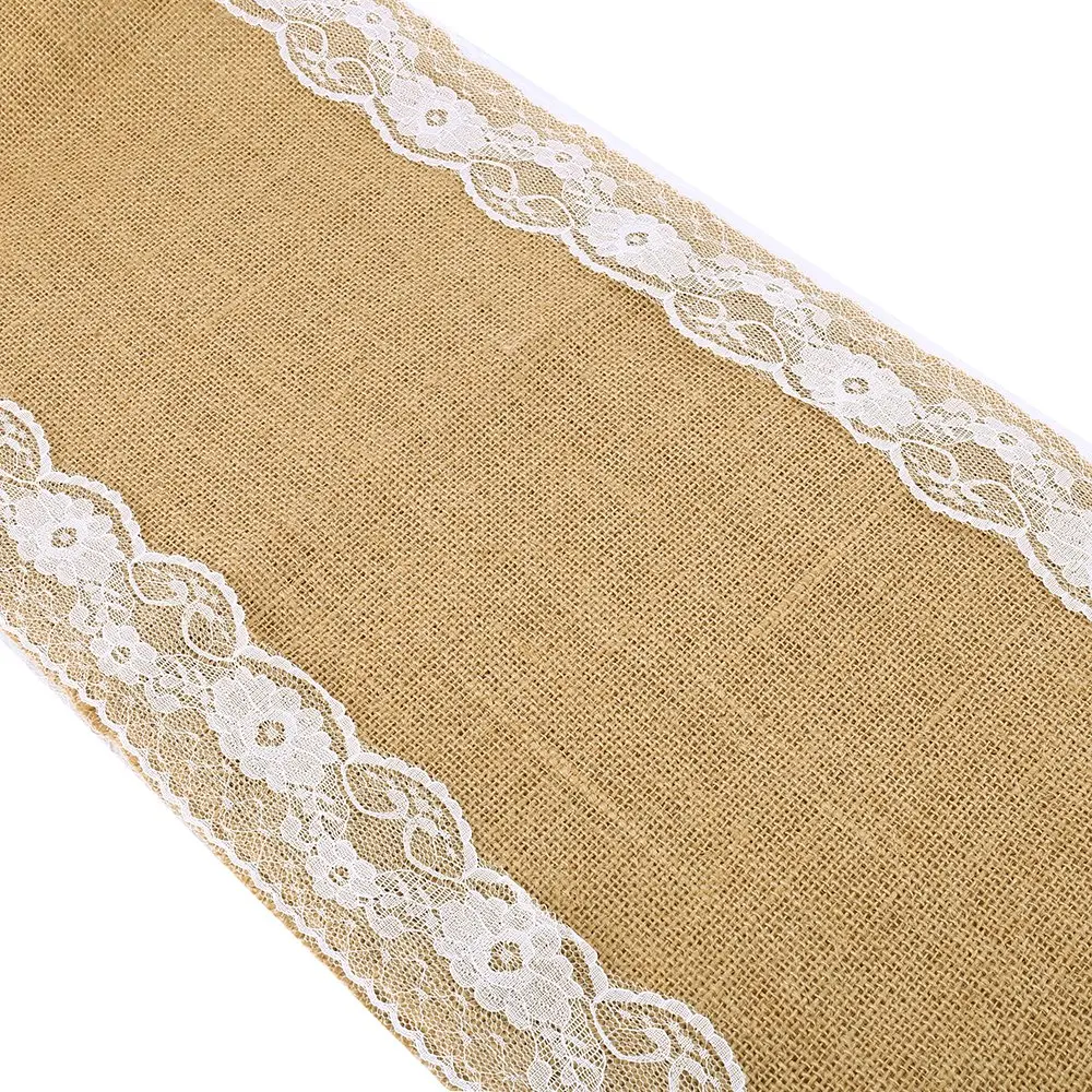 

Vintage Natural Burlap Jute Linen Table Runner Christmas Wedding Table Runners Dining Room Restaurant Table Gadget