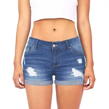 Рваные Короткие мини-джинсы женские повседневные джинсовые шорты с низкой талией