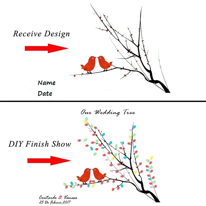 Свадебная Гостевая книга персонализированное свадебное дерево с отпечатками пальцев аксессуары для украшения вечеринок «сделай сам» Свадьба память книга вечерние посещаемость - Цвет: SZ 031