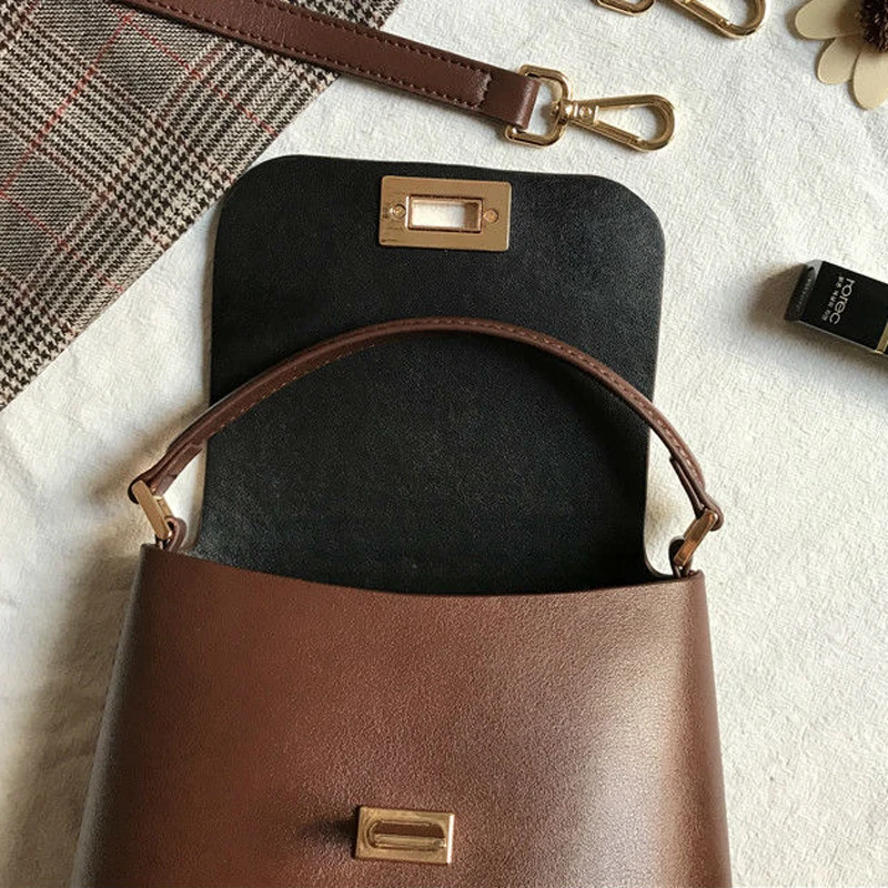 Design Tasche Schulter rot Leder Vintage Handtaschen brown Mode Echt Wachs Öl Blau Taschen Neue Eimer Frauen 8SqvwPA