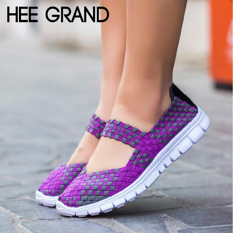 

HEE GRAND 2019 Women Fashion Shoes Breathable Silp-on Shake Sole Flats Women Causal Mesh Loafer Soild Working Shoes XWD7021