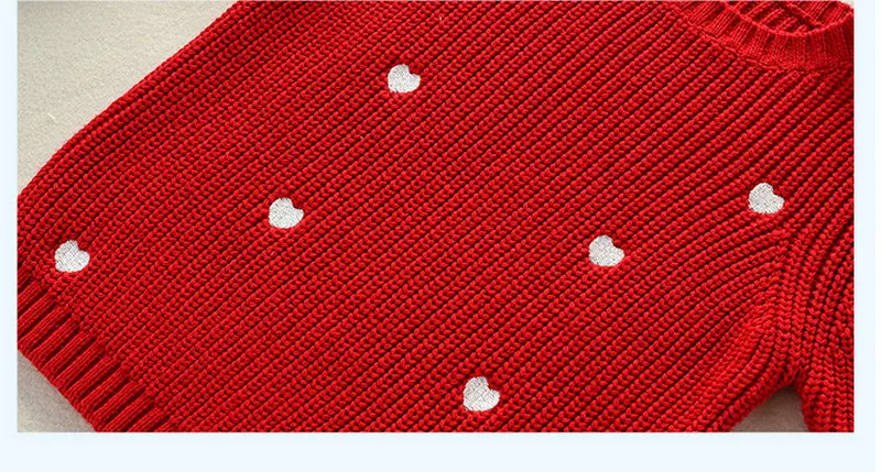 Baby Girl Christmas Girls Sweater White Red Heart Pattern Knit Clothes For Toddler Kids Girl Autumn Cotton Warm Winter Sweaters  (6)