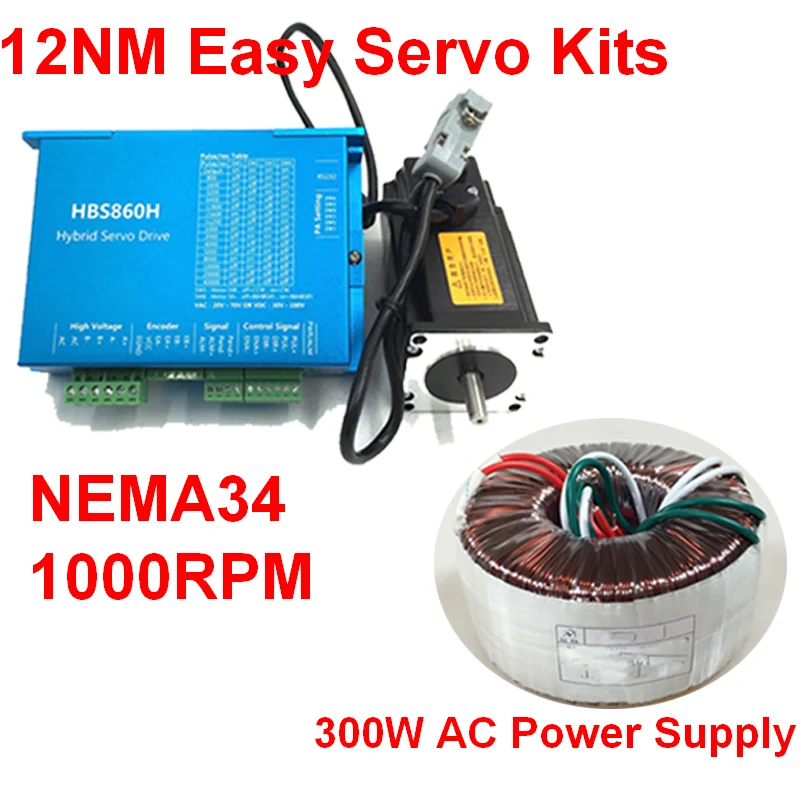 NEMA34 86 мм 12нм 1714Oz in замкнутый цикл гибридный шаговый двигатель привод 300 Вт блок