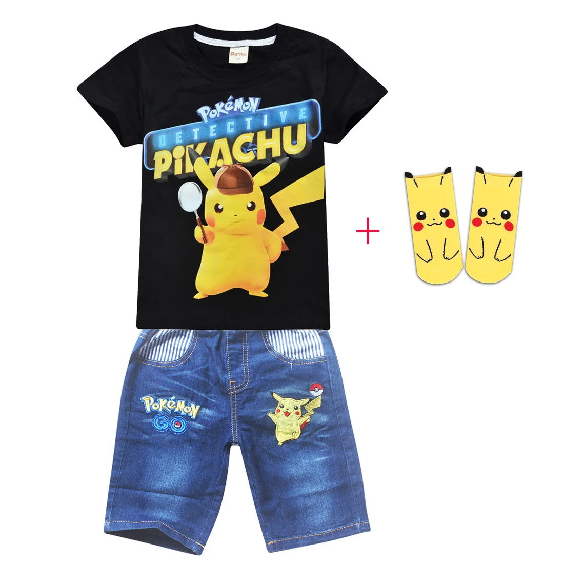 Новые летние комплекты одежды хлопковая детская одежда с Пикачу для мальчиков футболка+ шорты для маленьких мальчиков комплект из 2 предметов, одежда с покемоном, рождественские комплекты - Цвет: D8461-sock