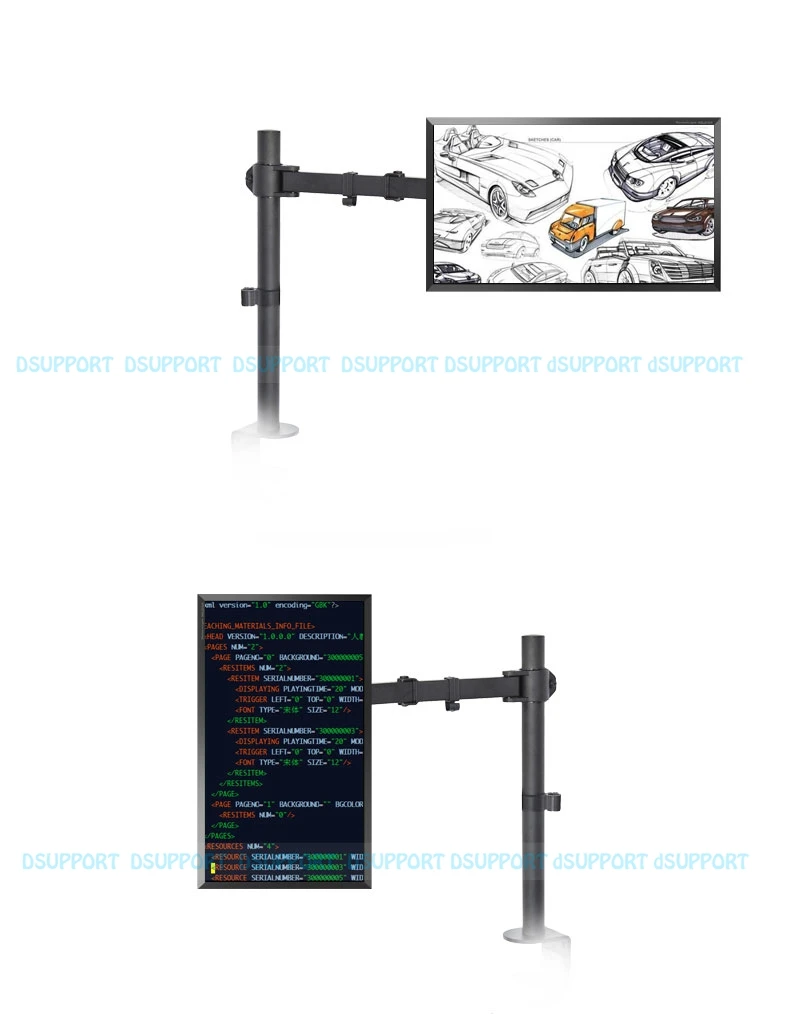 Полный рабочий стол зажима/втулка 1"-27" монитор держатель Arm подъема поворотный Дисплей стойки с вертикальной загрузкой 9.9kgs