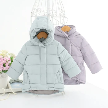 

Baby Solid Fluffy Parkas Thicken Quilted Zipper Infants Hooded Coat Cotton Newborn Fashion Winter Outwear clothes