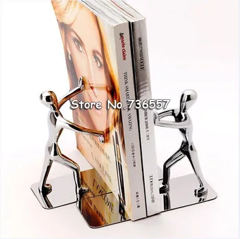 

1 Pair/Lot Fashion Cool Metal Stainless Steel Human-Shaped Bookend for School Stationery & Office Supply