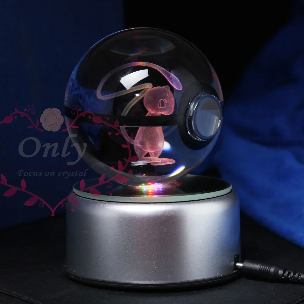 

Free shipping Magic Mew 3D Pokemon Go Action Figures with Led Light Base as lovely Chiledren Night Light
