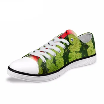 

NOISYDESIGNS 2018 Summer New Vulcanize Shoes Men Fruit Watermelon Orange Pitaya print Flat Shoes Male Classic Canvas Shoes Boy