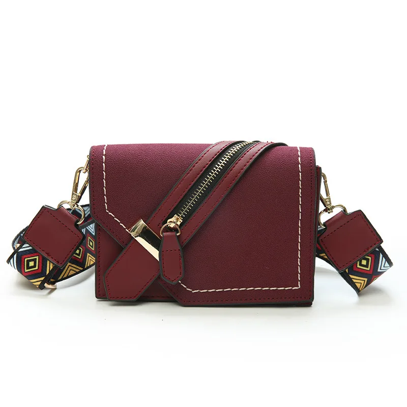 

Suede patchwork fashion casual female crossbody shoulder bags women colorful wide strap leather small cover bag bolsa feminina