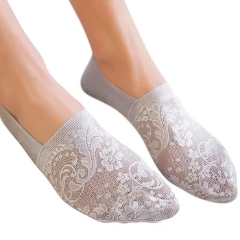 

2018 New Fashion Sock Slippers Women Summer Cotton Lace Antiskid Invisible Liner Low Cut Harajuku Socks Freeshipping 30pNo14