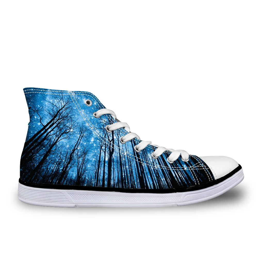 

Customized Classic High Top Vulcanize Shoes for Women 3D Galaxy Multi-color Printed Women Lace-up Canvas Shoes Woman Leisure