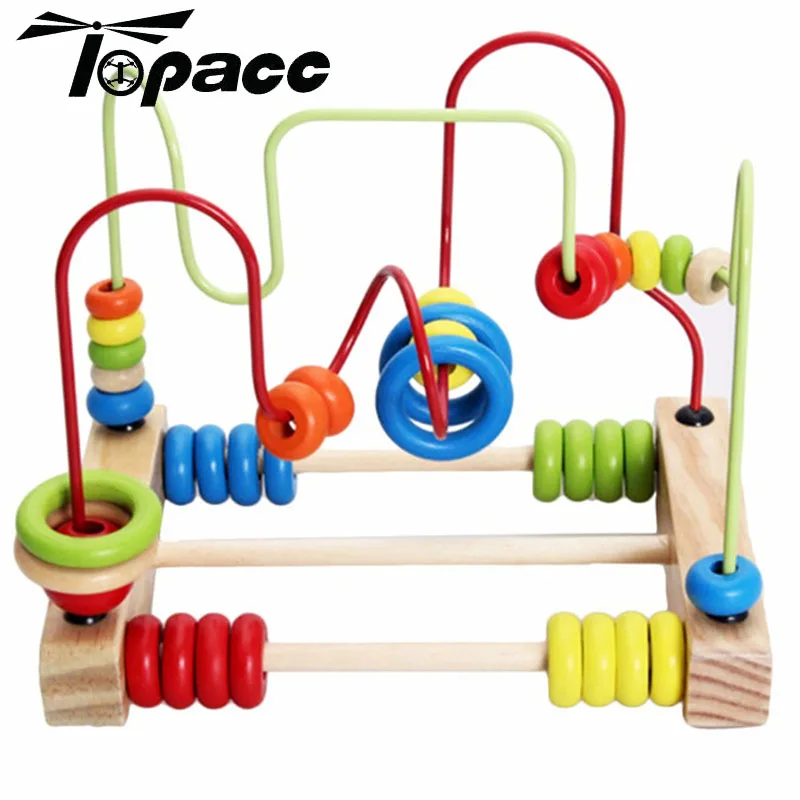 

Wooden Abacus Wire Maze Roller Coaster Early Educational Counting Circles Bead Around Math Calculate Toy For Baby Kids Children