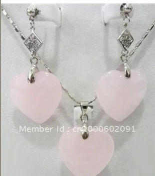 

5PCS Pink Heart Jewellery necklace pendant earring set