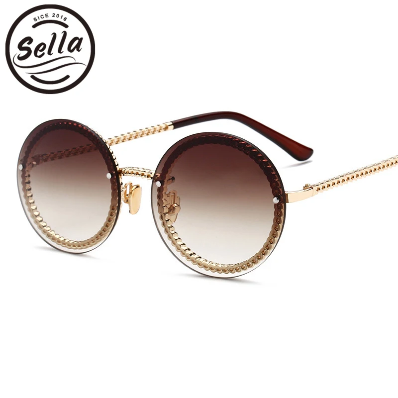 Sella новые трендовые Модные женские круглые солнцезащитные очки Брендовые дизайнерские Роскошные винтажные женские градиентные линзы прозрачные очки