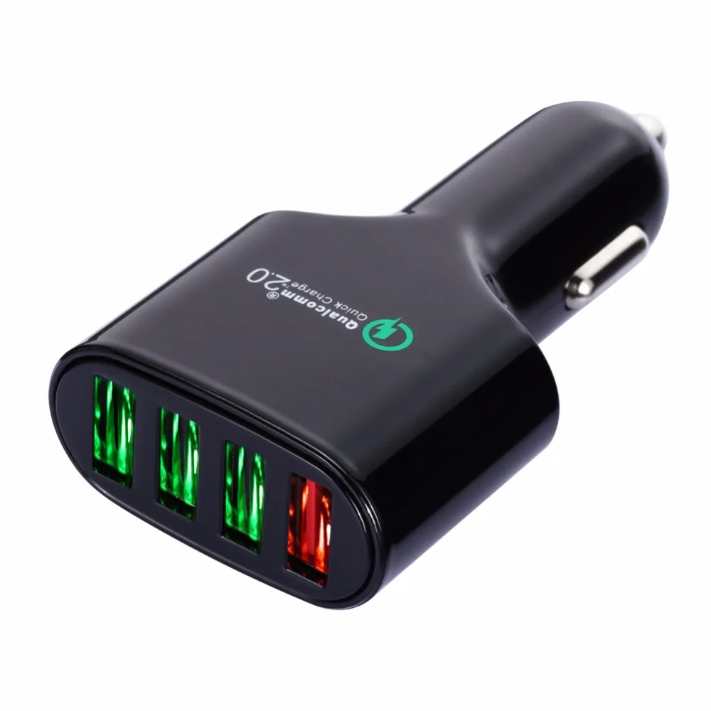 

Fast Quick Charging Adapter for Phone w/ Led Light 12-24V Cigarette Lighter 4 Port 2.0 USB Car Charger Automobiles Accessories