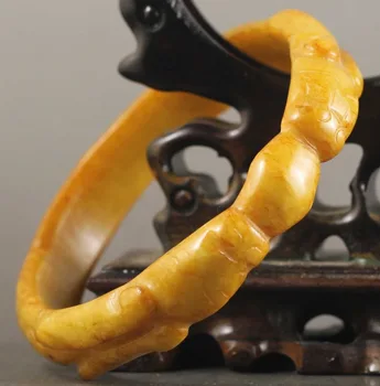 

China old jade bracelet hand carved double dragon bangle