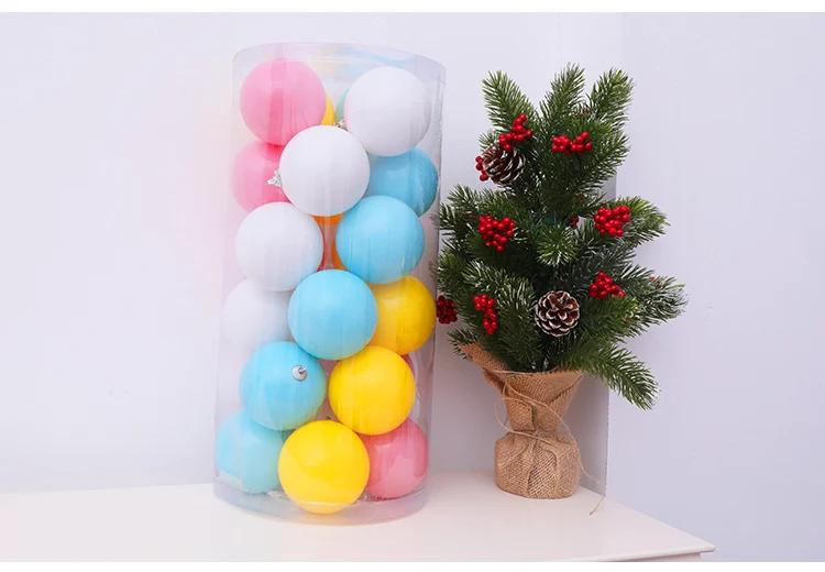 【6cm、8cm】Christmas Makaron decoration Christmas window decoration props pink, yellow, blue and milky white Christmas ball