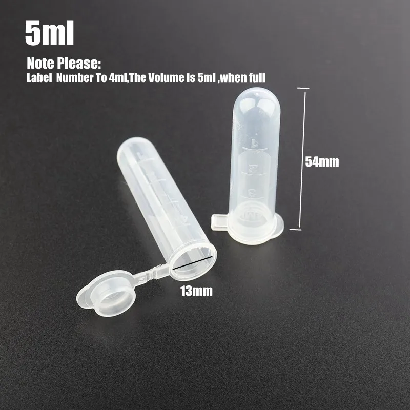 

20pcs 13*54mcm 5ml Transparent Plastic Bottles Home Garden Use Container Centrifuge Tube Kitchen Storage Vial