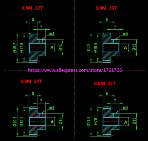 0.8modulus metal gear 0.8M 20T 21T 22T 23T 24T 25T 26T 27T 28T 29T high boss brass gear ~