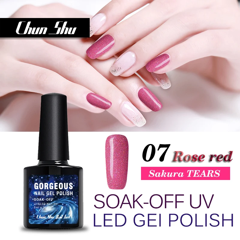 

CHUNSHU 8ml Neon Gel Nail Polish 24Colors Glitter Shimmer Soak Off LED UV Gel Polish Base Layer Non -Clean Polish Top Gel DIY