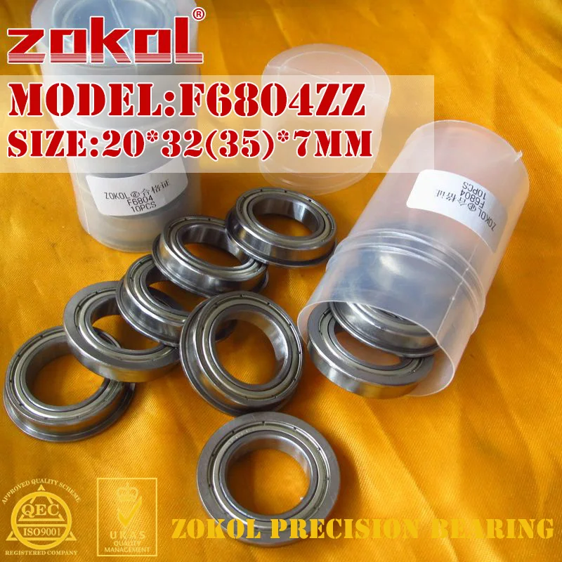 ZOKOL F6804 ZZ bearing F6804ZZ Flange bearing Deep Groove ball bearing 20*32(35)*7mm
