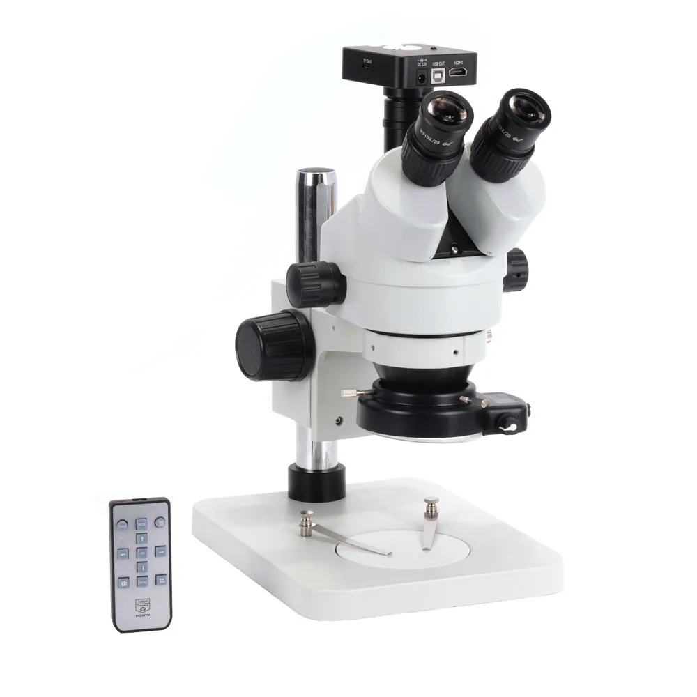 

34MP 2K HDMI USB Microscope Camera with 144 LED Light 0.5X Eyepiece Trinocular Stereo Microscope Zoom 7X-45X Repair Microscope