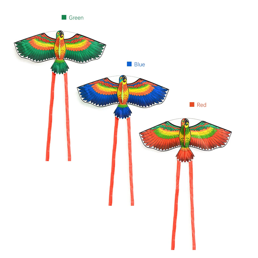 Красочный мультфильм воздушный змей «попугай» Спорт на открытом воздухе одна линия Летающий воздушный змей с хвостом 50 м Летающая линия для детей и взрослых
