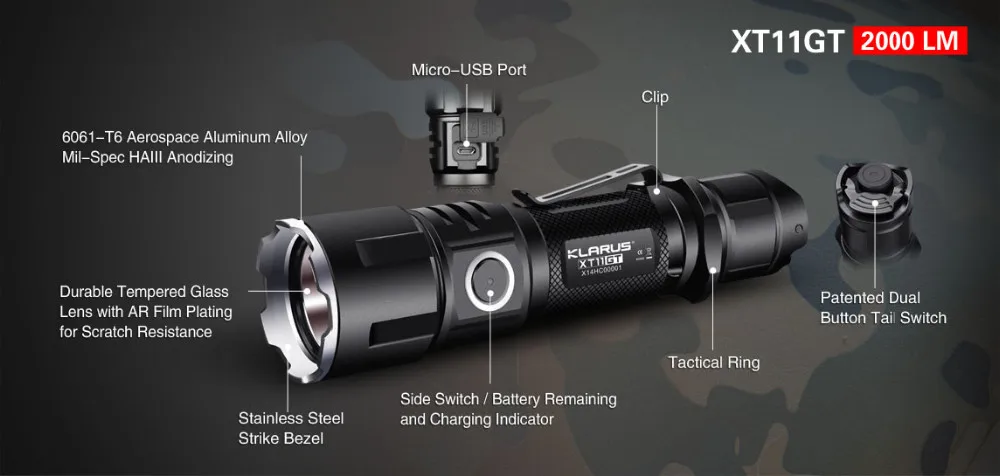 Кларус XT11GT тактический светодиодный фонарик 2000LM CREE XHP35 фонарь, заряжающаяся от usb-дисплея подставка+ 2600 мА/ч, 18650 Батарея для Охотничьи товары из Китая, оборудование