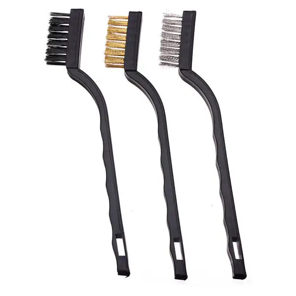 New 3pcs/set Mini Stainless Steel Remove Rust Brushes Mini Brass Cleaning Polishing Detail Metal