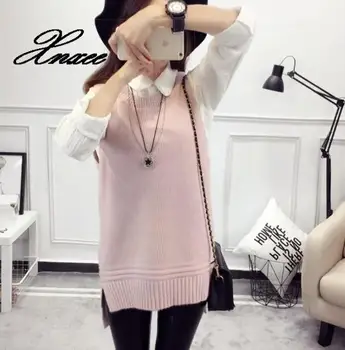 

Sweater ladies head spring and autumn wild vest women's solid color soft sweater sleeveless vest