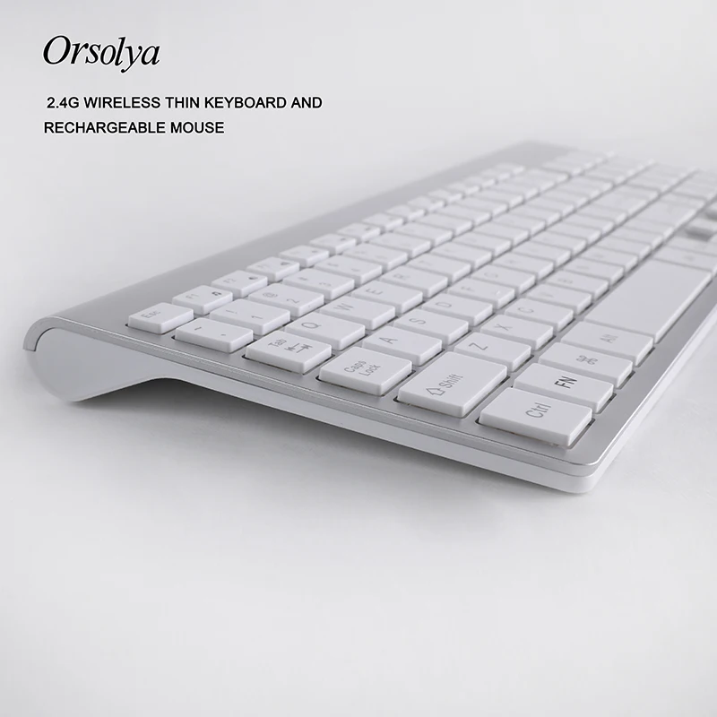  2.4G Wireless Thin Keyboard and Rechargeable Mouse Combo English/Russian Keyboard Orsolya Silent ke