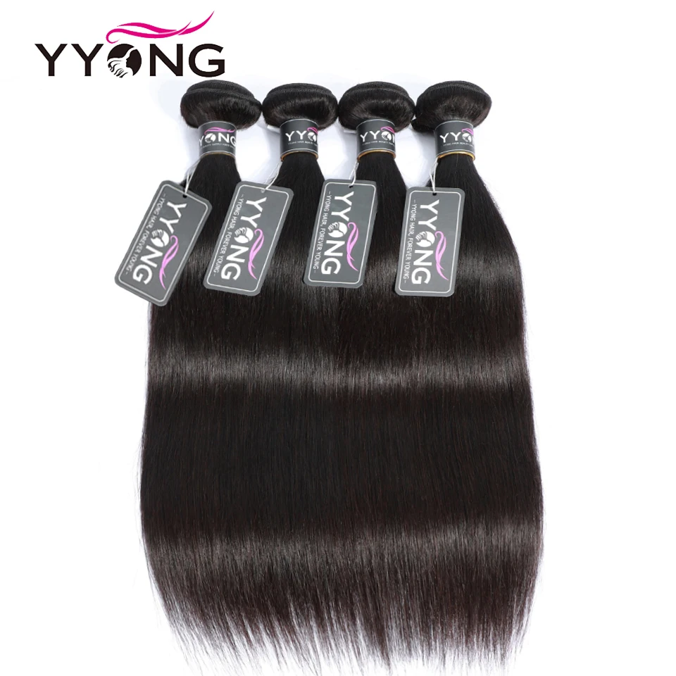 

Yyong Peruvian Straight Hair Bundles 100% Human Hair Weaves 4 Bundles Natural Color Remy Hair Extension 8-26" Can Be Restyle