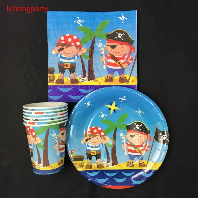 Pirate theme 20pcs plates +20pcs cups +20pcs napkins for kids birthday