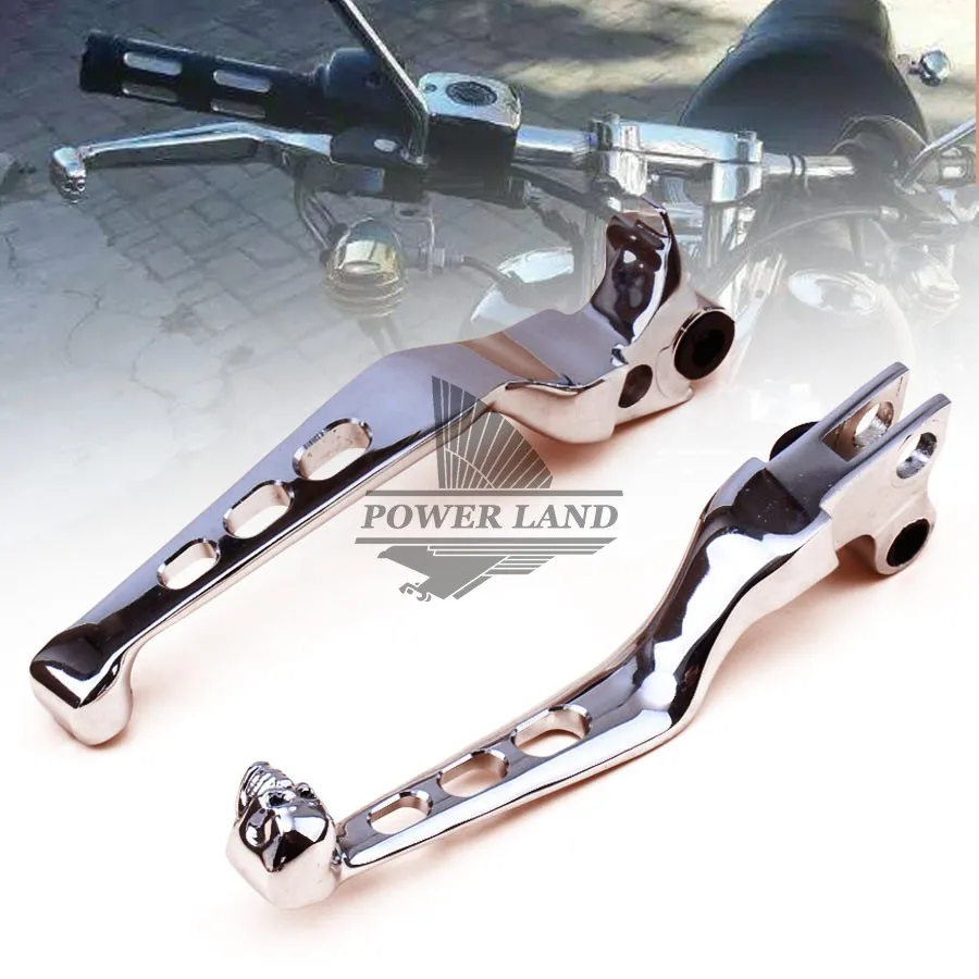 Chrome Aluminum Hollow Out Style Skull Brake Clutch Handlebar Lever for Harley Sportster Softail