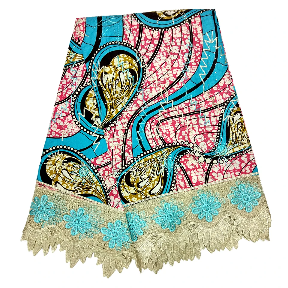 

LBLLW-6 New arrive !High quality African wax lace fabric for dress making 6 yards