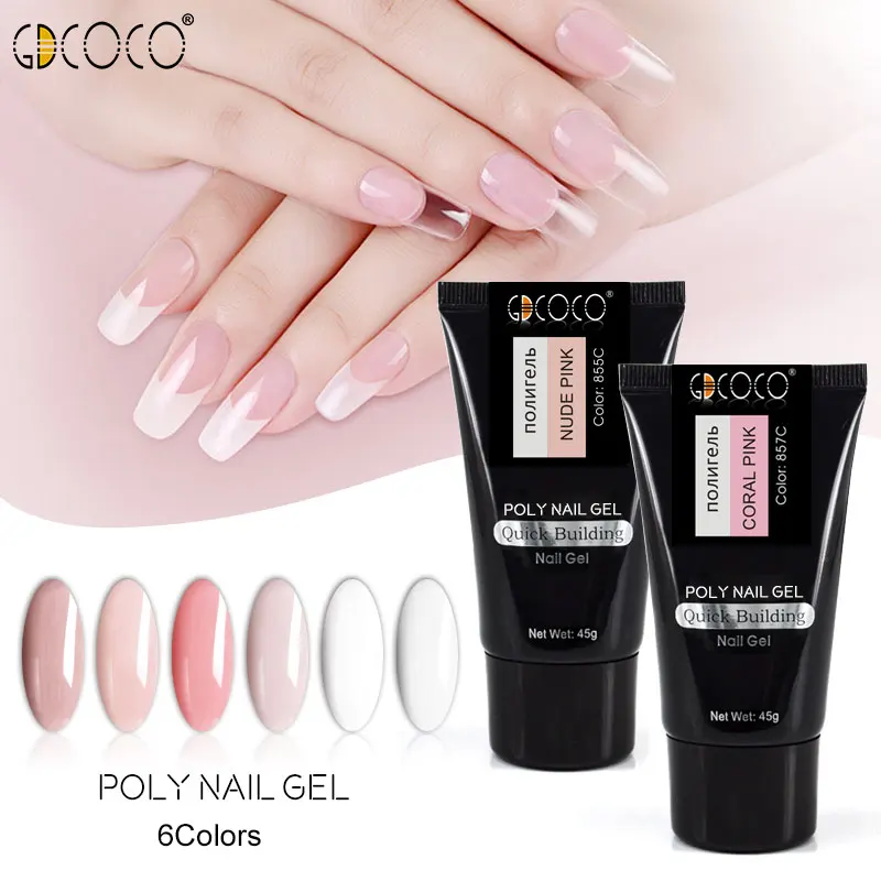 GDCOCO 45g Jelly Poly Builder Gel Nail Art Manicure Clear Pink Natural Camouflage Hard Jelly Builder French Nails Extend Gel