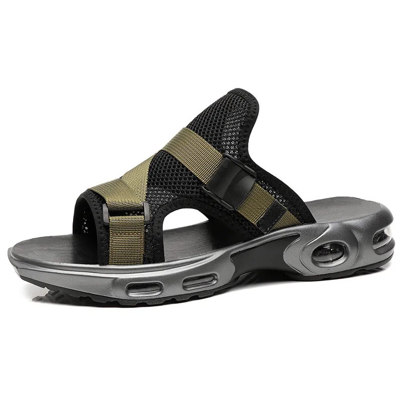 Новые мужские сандалии обувь для пляжного отдыха высокое качество воздушной подушке Вьетнамки удобные черные модные мужские сандалии - Цвет: Армейский зеленый