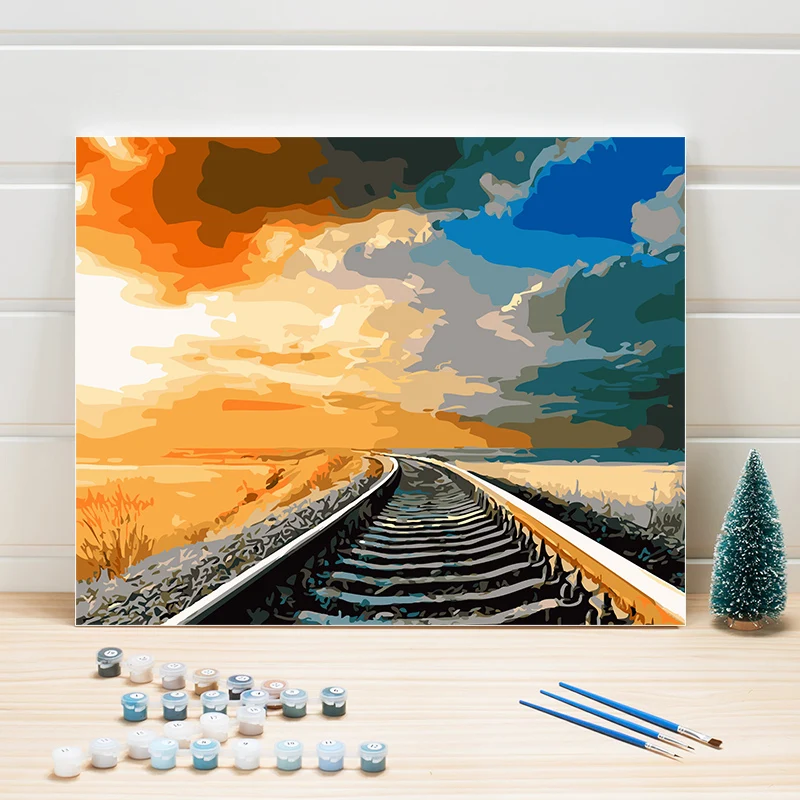 

Oil Painting By Number On Canvas DIY Modern Landscape Wall Pictures For Living Room Digital Module Coloring Arts Home Decoration