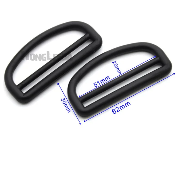 Wholesale Free shipping 60pcs 51mm 2inch black adjustable buckles