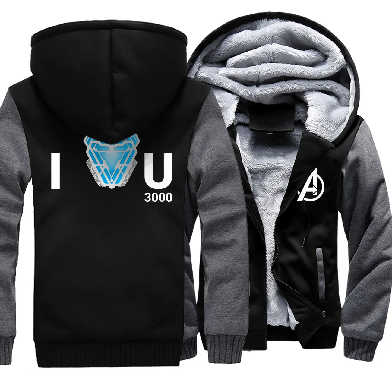 

The Avengers Mens Thick Hoodie Letter Print I Love You 3000 Winter Fleece Warm Hot Sale Harajuku Streetwear Hip Hop Pullover Top