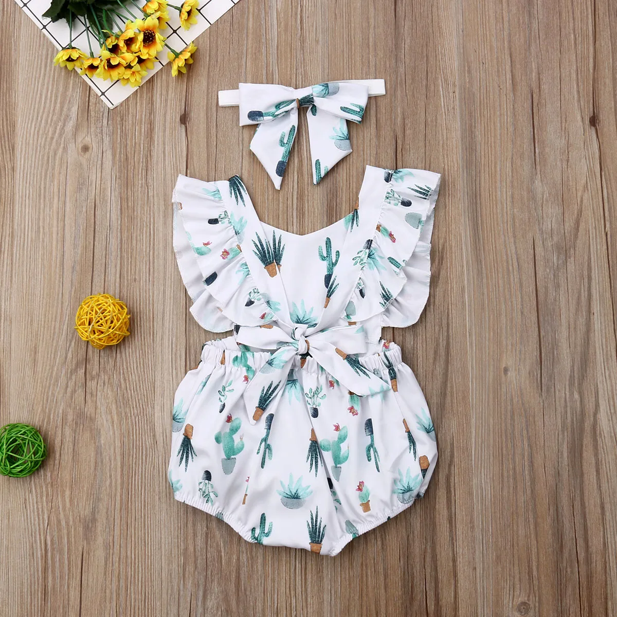 

For Newborn Baby Girl Bodysuit Jumpsuit + Headband 2pieces Set