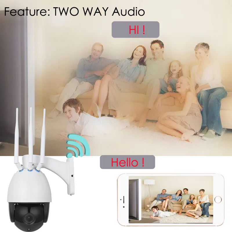 Открытый Wi Fi IP камера 1080 P HD купольная беспроводной 5X зум двухстороннее говорить назад TF карты Ночь ИК 60 м CCTV