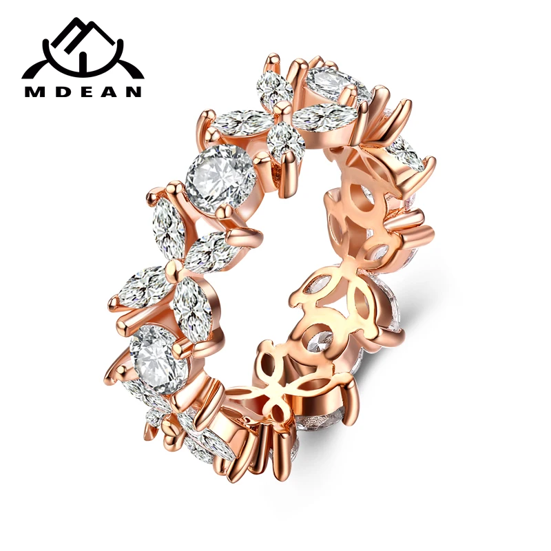 

MDEAN Rose Gold Color Rings for Women Bijoux Ring Fashion AAA Zircon Jewelry Bague Women Rings Accessories Size 6 7 8 9 10MSR804