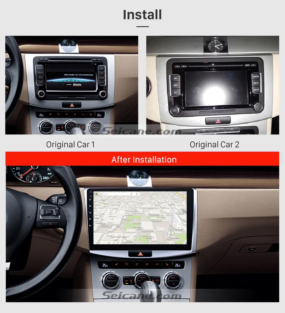 Best Clearance Seicane 10.1"Android 8.1 2Din Auto Radio Stereo GPS Navigation for 2012 2013 2014 VW Volkswagen Magotan B7 Bora Golf 6 2